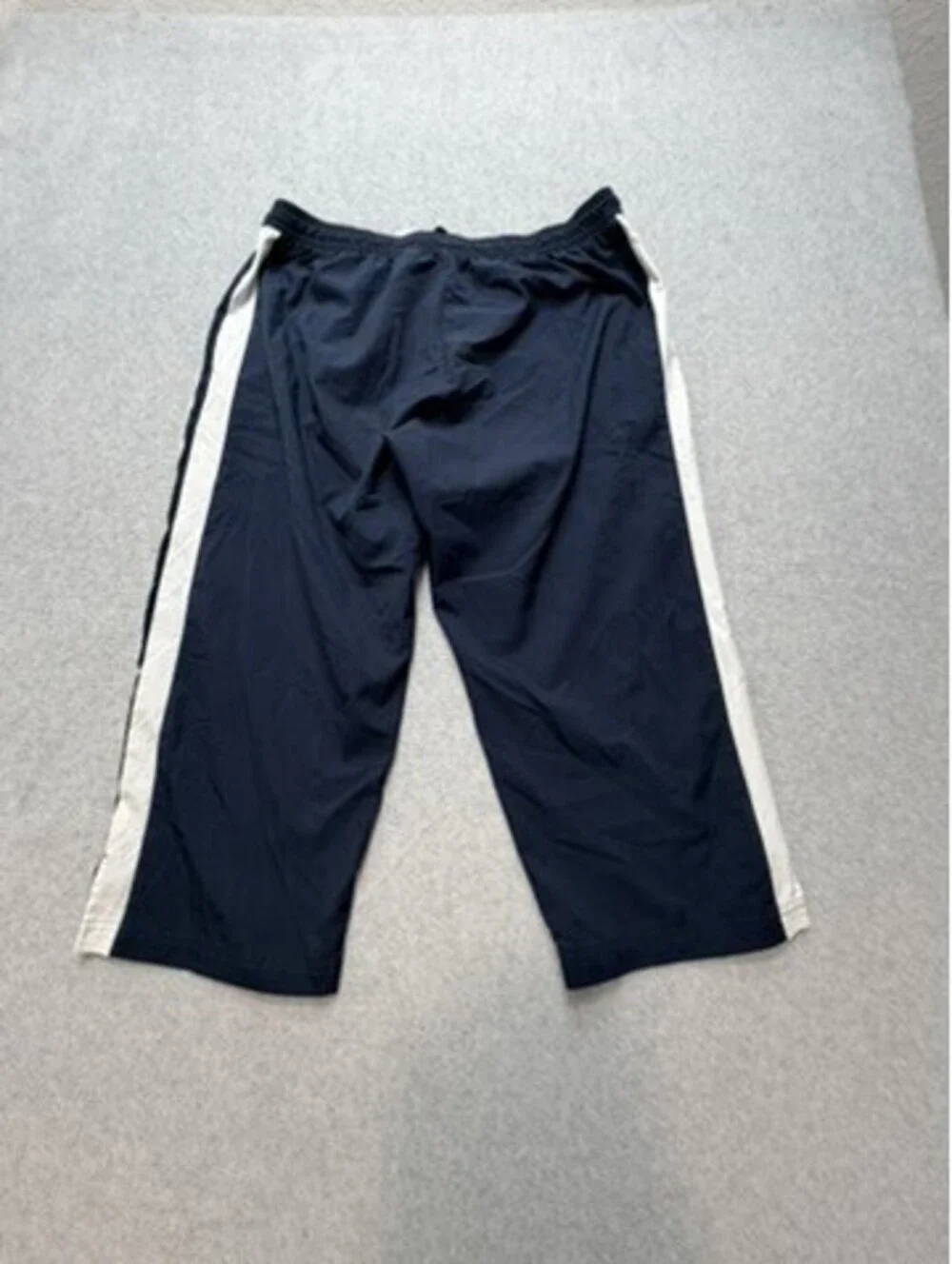 Nike Mens Track Capris XL Navy Blue White Stripe Athletic Elastic Waist